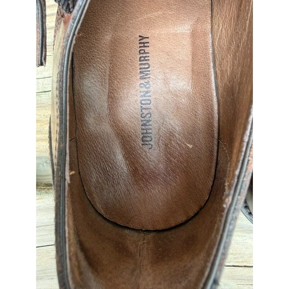 Johnston & Murphy Double Monk Strap Brown Leather Dress Shoes Mens 11.5M Flex